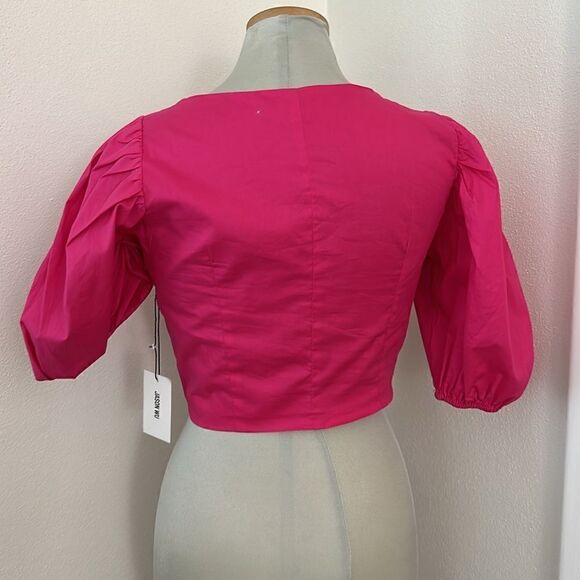 NWT Jason Wu hot Barbie pink crop puff sleeve top blouse shirt small s - Picture 3 of 10